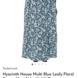 Hyacinth House Multi Blue Leafy Floral Devon Maxi Skirt‎ MED NWT